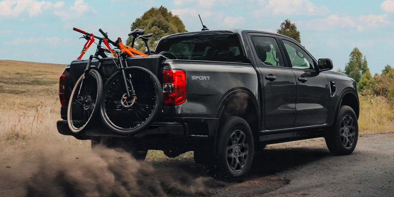 The trunk of the 2026 Ford Ranger packed with bicycles in Bloomington, MN