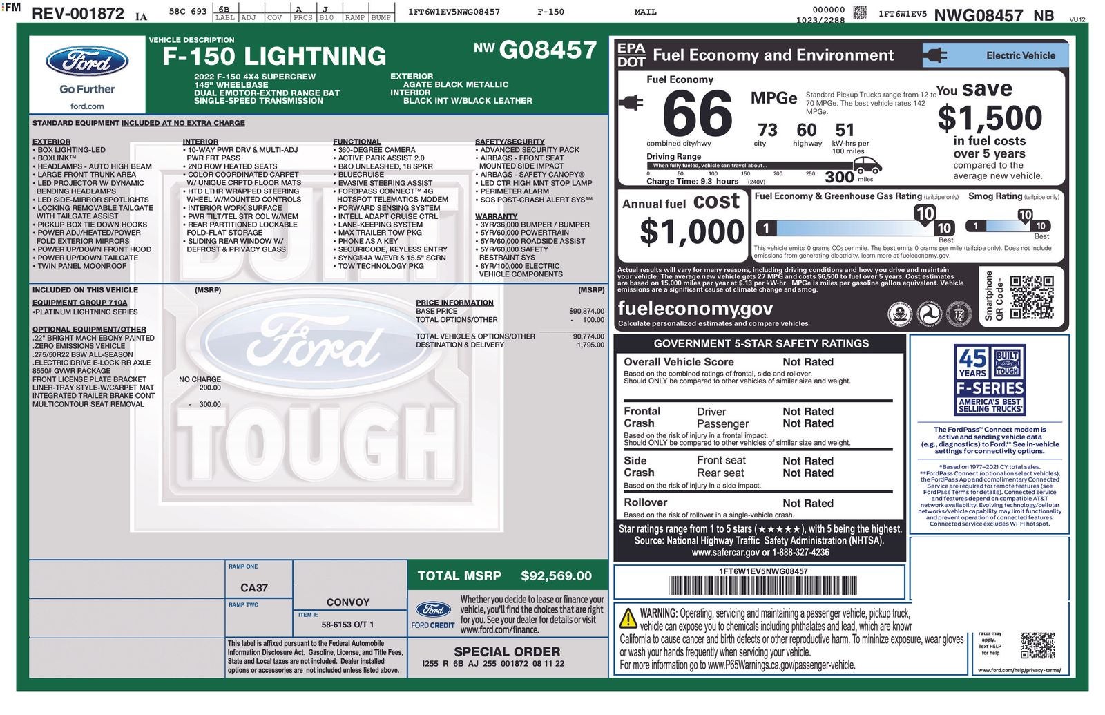 2022 Ford F-150 Lightning Platinum