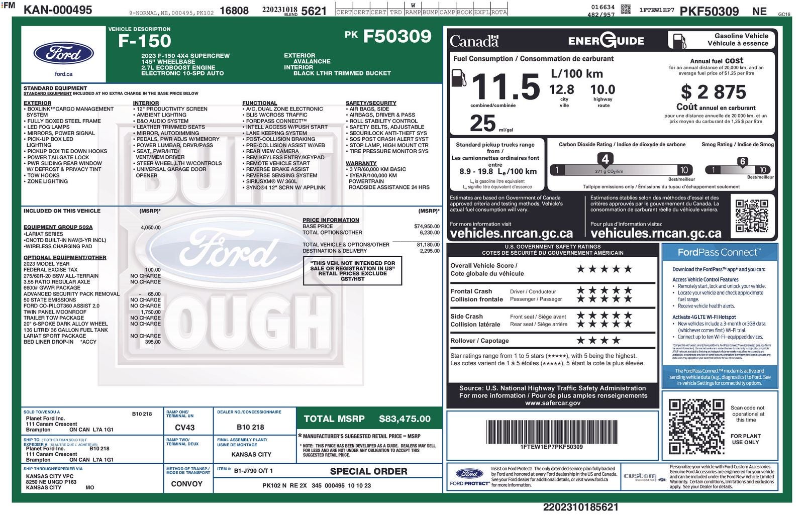 2023 Ford F-150 Lariat w/ Panoramic Moonroof