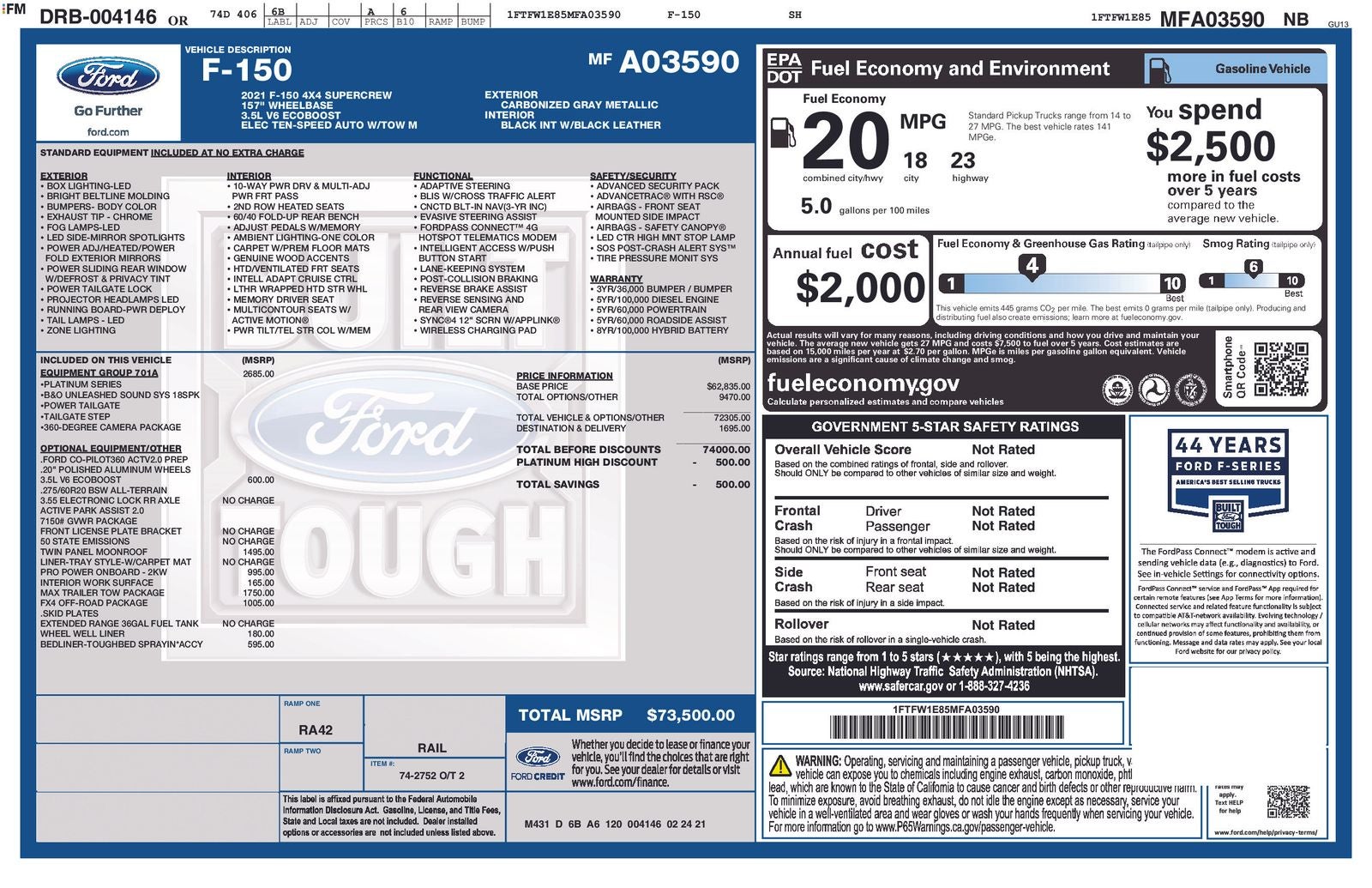 2021 Ford F-150 Platinum