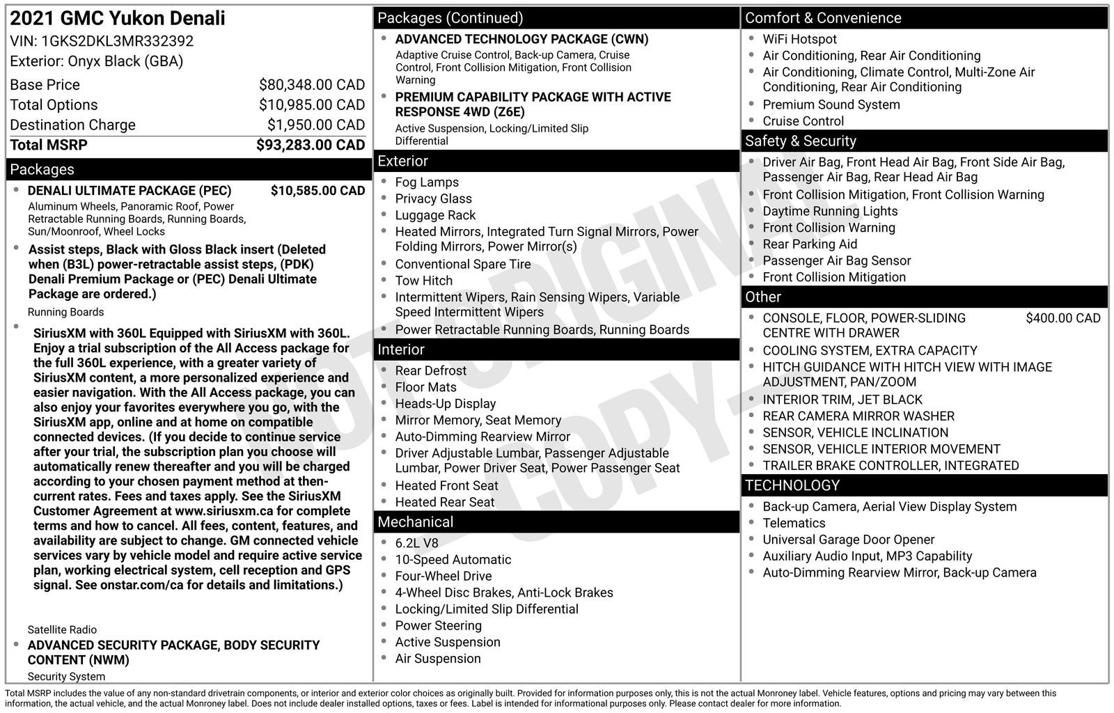 2021 GMC Yukon Denali Ultimate Package
