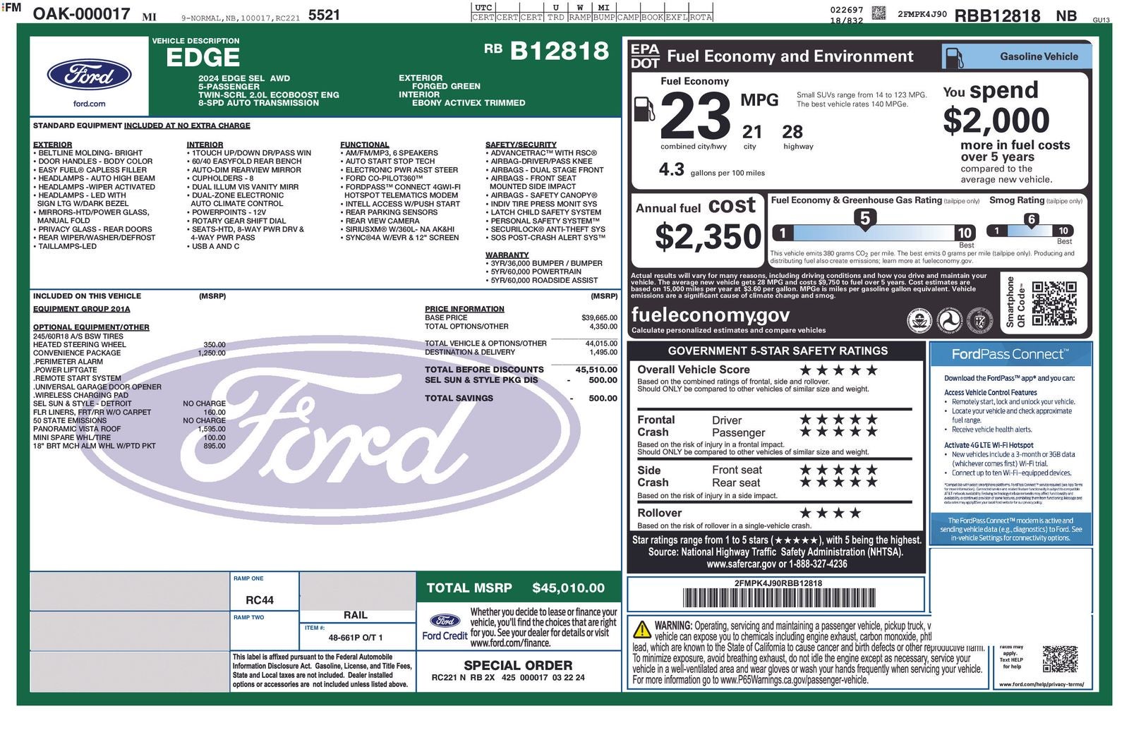 2024 Ford Edge SEL w/ Panoramic Moonroof