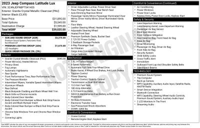 2023 Jeep Compass Latitude Lux w/ Panoramic Moonroof