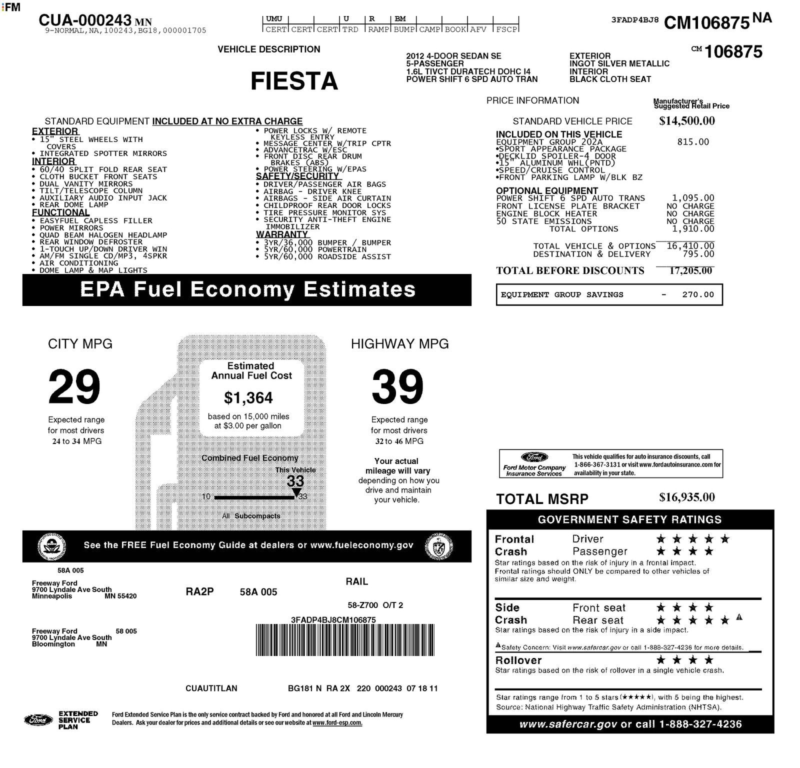 2012 Ford Fiesta SE