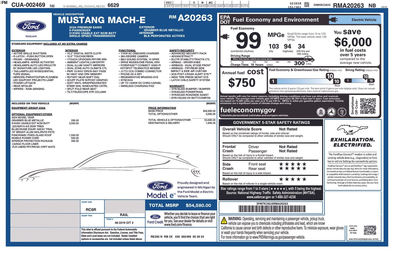 2024 Ford Mustang Mach-E Premium w/ Panoramic Moonroof