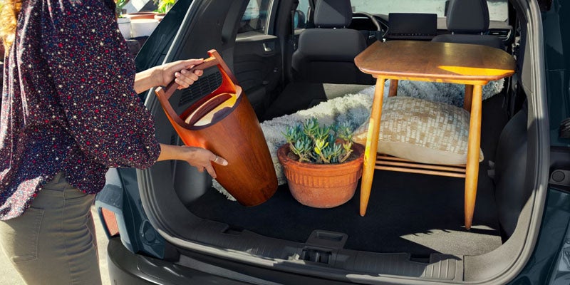 2026 Ford Escape’s spacious trunk offering 65.4 cubic feet of cargo space with the seats folded down, ideal for carrying luggage and gear in Bloomington, MN.